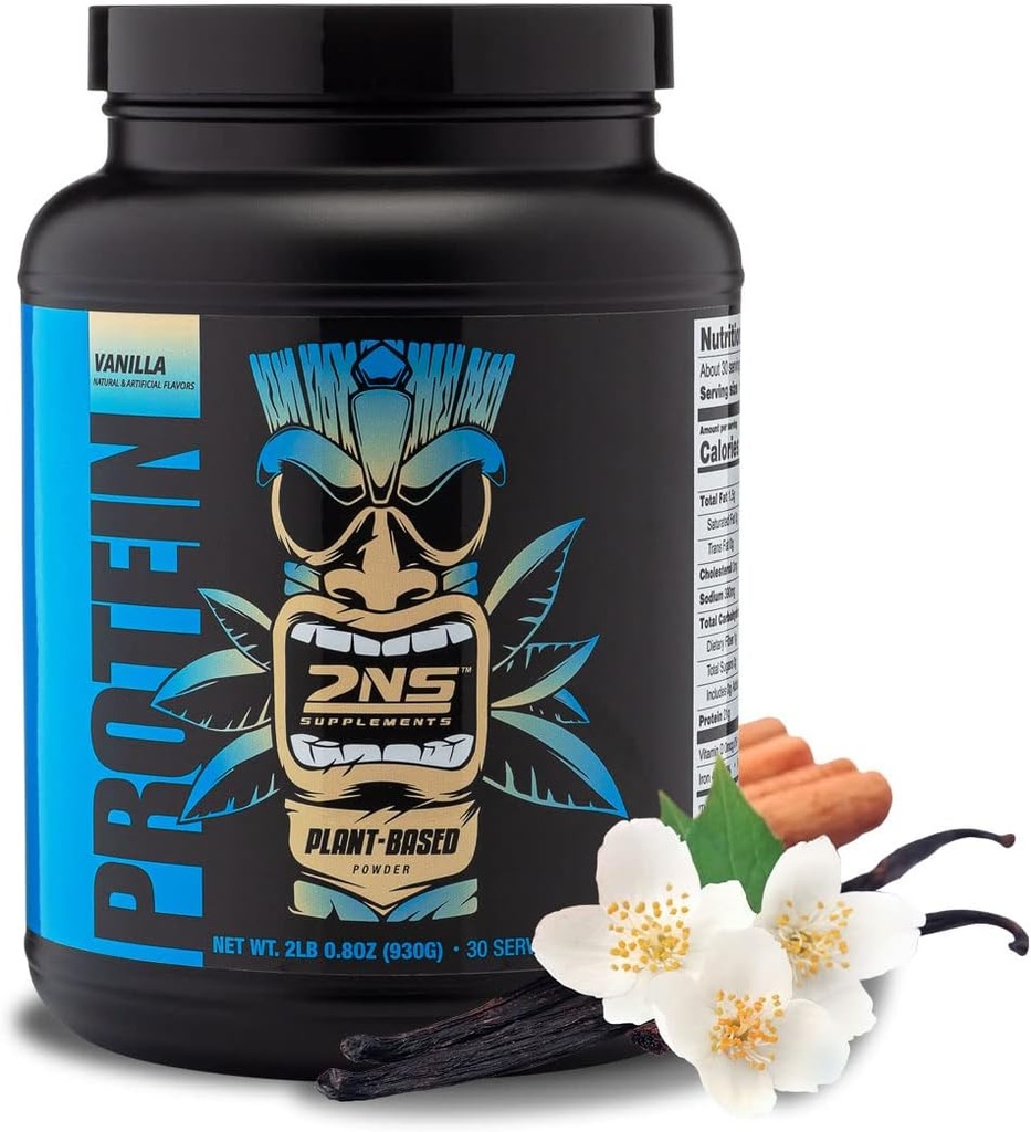 2o Suplementos de la Naturaleza – Proteína de base vegetal, vainilla, 30 Serviciones, 2.2 LB – 21G Proteína vegana &amp; EAAs para apoyar el crecimiento del músculo " recuperación - No hay azúcares añadidos " Hecho sin soja, gluten o GMOs