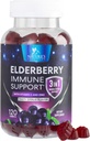 Gummies de Elderberry con vitamina C, D3 y Zinc - Immune Support Gummy for Kids &amp; Adults, Black Elderberry Extract Gummy Immune Health Support Suplemento, Black Elder Berry Vitamin - 120 Gummies