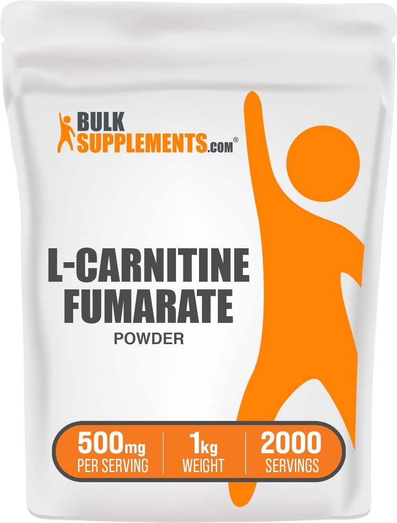 BulkSupplements.com L-Carnitine Fumarate Powder - Carnitine Supplement, Sports Nutrition, L-Carnitine 500mg - Gluten Free, 500mg por Serving, Gluten Free, 1kg (2.2 lbs) (Pack of 1)