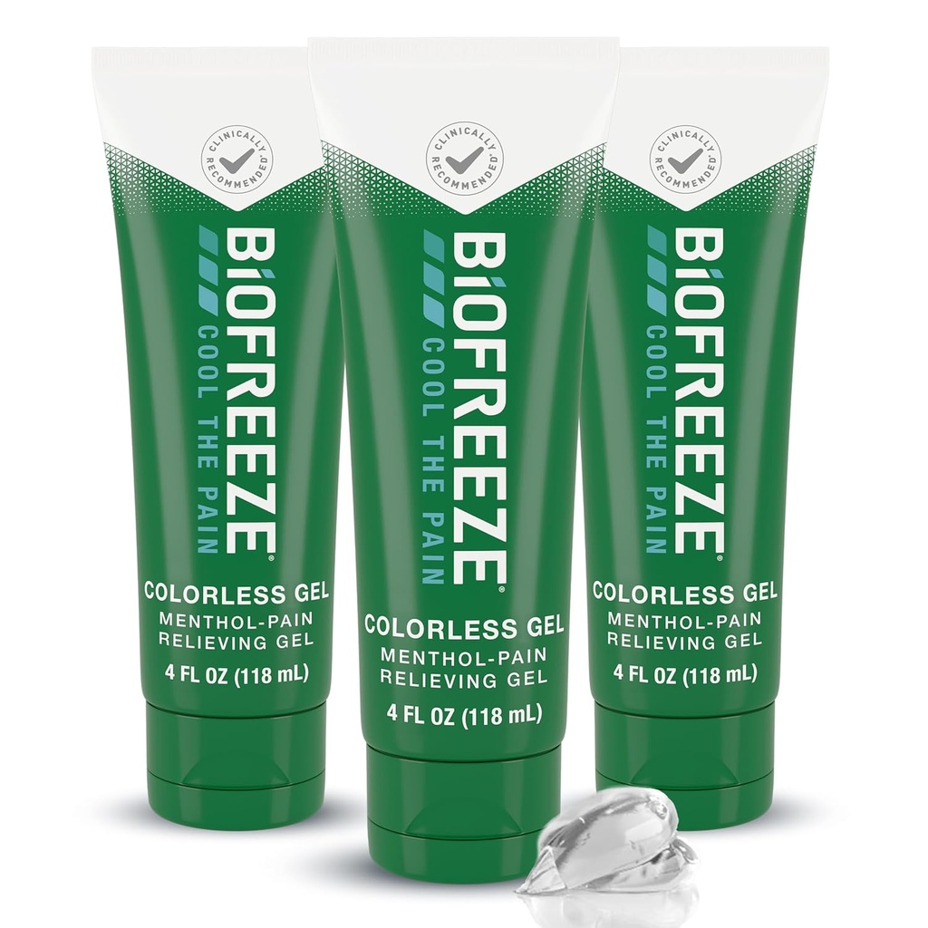 Biofreeze Dolor de Alivio de Dolor de rodillas, cuello, cadera, articulación, hombro, " Sencillo Dolor de Dolor, Alivio del Musculo del Fuego, Alivio del Musculo del Grifo, Pulsera 4 Fl Oz (Pack of 3)