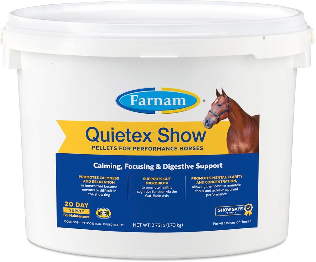 Farnam Quietex Show Pellets, Helps Keep Horses Calm & Relaxed That Become Nervous in The Show Ring 3.75 lbs.