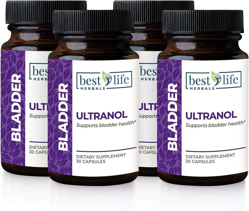 Ultranol Total Bladder Support - Natural Cranberry Supplement for Urinary Health, Overactive Bladder Control, Incontinence - Reduces Leaks and Urgency - 4 Bottles - 120 Capsules