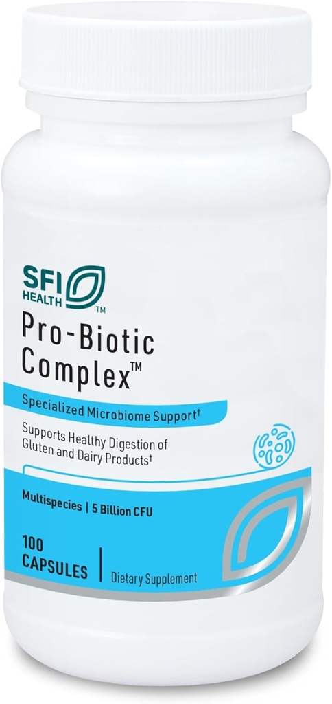 Klaire Labs SFI Health Pro-Biotic Complex - Intestinal Support for Men &amp; Women, 5 Billion CFU Lactobacillus acidophilus " Bifidobacterium bifidum Probiotic, Hypoallergenic " Dairy-Free (100 cápsulas)