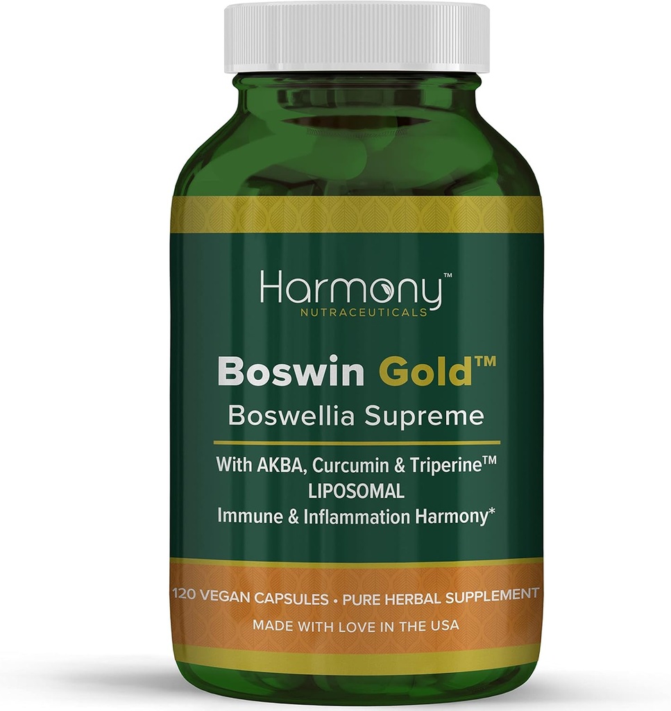 Harmony Nutraceuticals Boswin Gold Liposomal - Potency Maximum Bioactividad El Grado Clínica del Dr. Gumman Sinergizado con Turmeric &amp; Triperine