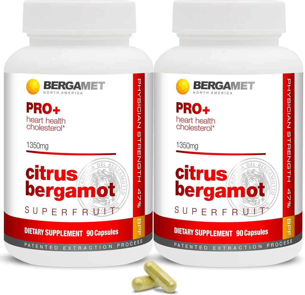 Citrus Bergamot SuperFruit PRO+ con Extracto de Hoja de Oliva - 47% BPF - 80% Polyphenols - 675mg por Serving - Worlds Strongest - Respaldo de Estudios Clínicos - Hecho en Estados Unidos - 180 Caps