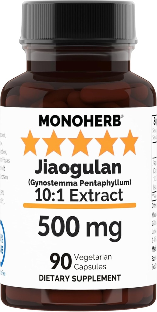 Jiaogulan Extract 500 mg - 90 Veg Capsules - Gynostemma Pentaphyllum - 90 Servings