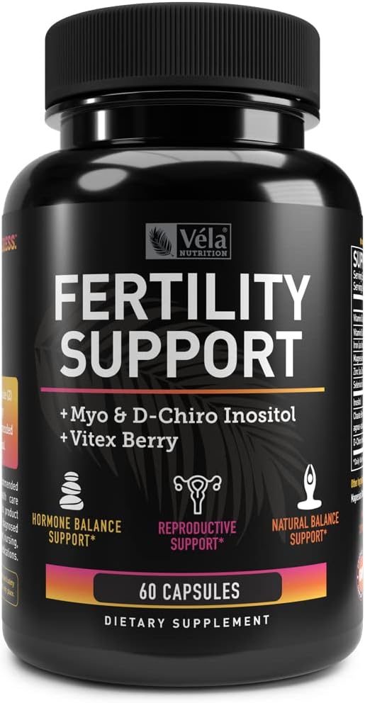 Vela Fertility Support Suplemento Silencio + Myo & D-Chiro Inositol + Vitex Berry Silencio Reproductive Support, Hormonal &amp; Ovarian Support Complex ← 60 Capsules ← 3rd Party Tested, Non-GMO