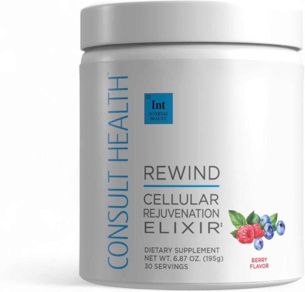 Consult Health Rewind 1000 mg MSM, Cellular Rejuvenation Powder Drink Mix - Lycopene, Polyphenols, Collagen &amp; Elastin Support for Joints, Skin, Hair and Nails - Berry Flavor - 30 Servings