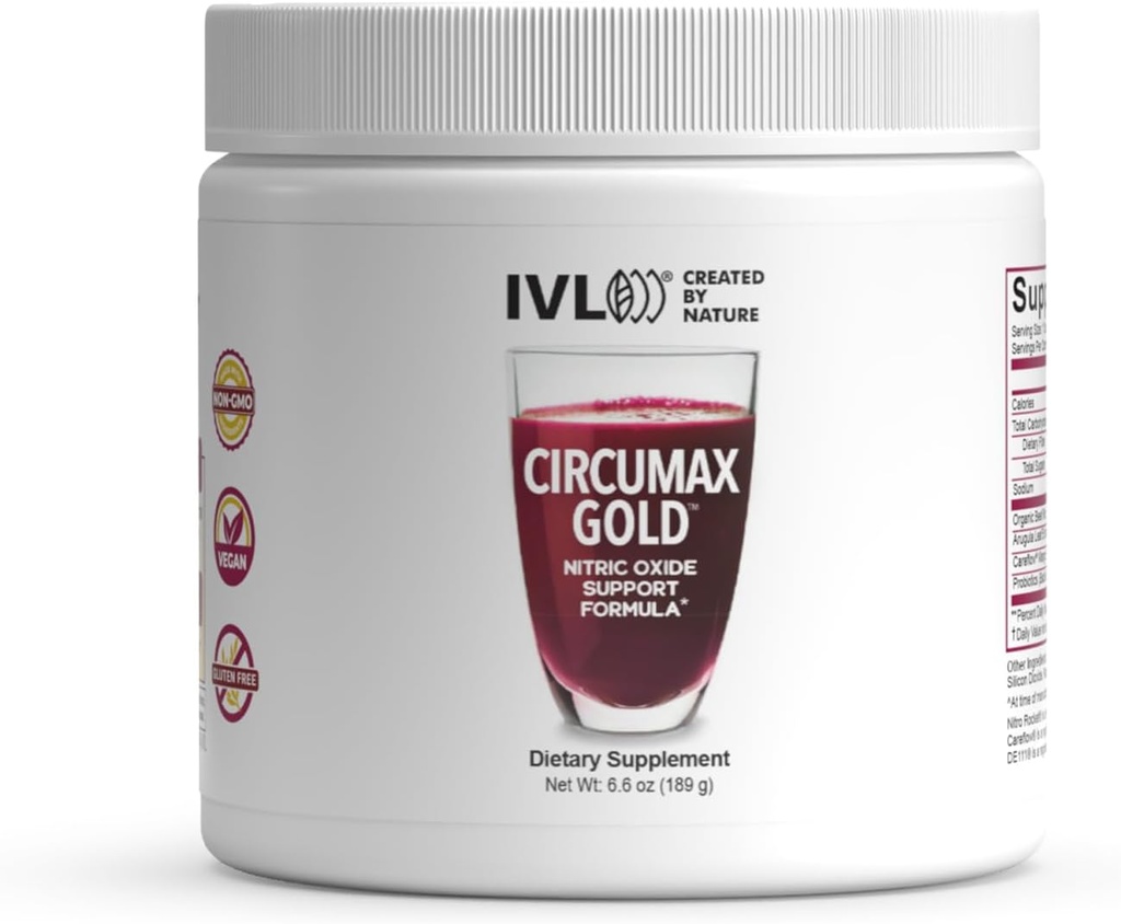 IVL - CircuMax Gold - Nitric Oxide Supplement Powder Boost - Organic Beets - Careflow Mango Powder y Nitro Rocket (6.70 oz - 30 Servings)