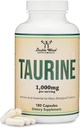 Suplemento Taurine 1000mg Por Serving, 180 Capsules - Aminoácidos Estudiados para soportar una vida más larga, más sana (Taurina) Vegan Safe, Gluten Free, Non-GMO por Madera Doble