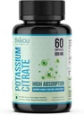 Citrato de potasio 800 mg Suplemento de Potasio de Alta Absorción - 60 Servimientos Soportes Balance de electrolitos - Puro y Potente