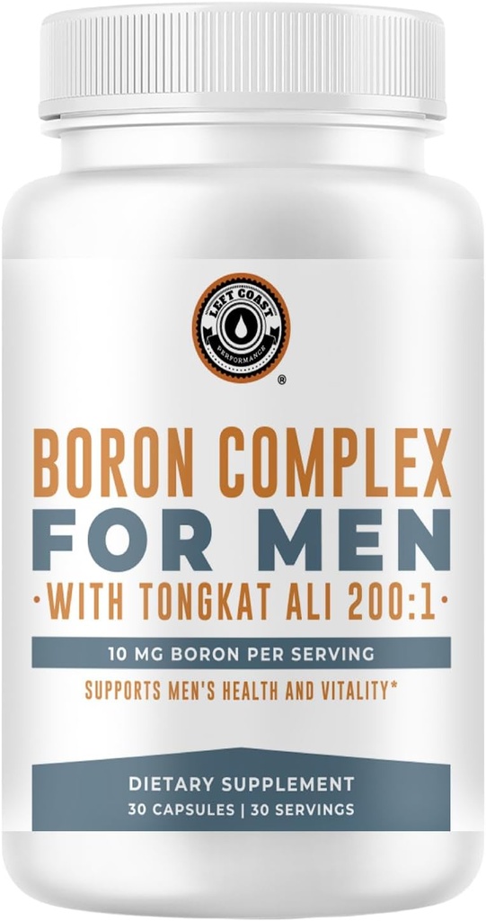 Suplemento de Borón para hombres con Tongkat Ali - Vitamina D3, Zinc Picolinate 30mg, Longjack Tongkat Ali Para hombres - Citrate de hierro 10 mg para la salud de los hombres - No GMO, Gluten Gratis, No Allergens - 30 Conde