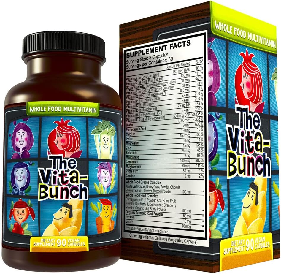 Complejo de vitaminas todo en uno, 90 cápsulas veganos - Vitamina diaria para mujeres y hombres - Hierro, zinc, B12, vitamina A, D3 y más