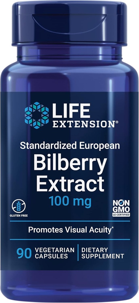 Extracto de Bilberry europeo estandarizado, 100 mg, MirtoSelect® Vaccinium myrtillus, Eye Health, Circulation, Lubrication, Gluten-Free, Non-GMO, Vegetarian, 90 cápsulas