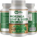 Moringa Oleifera Leaf and Seed Powder (80:20) Ratio 300 Pills(Tablets), 150 Servings, 1000 mg. Uncoated Malunggay Herbal Supplement, No Chemical Coating, Green Superfood. Paquete de 1.