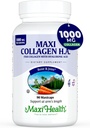 Maxi Health Marine Collagen Pills – 1000 mg Tipo 1 Collagen for Women &amp; Men with Hyaluronic Acid Supplement for Joint & Skin Support – Unflavored, Clean Kosher Capsules (90 Maxicaps)