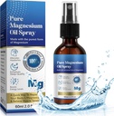 Aceite de magnesio 60ML, Puro aceite de magnesio esparcido para pies, Cuerpo 2.02 Fl.Oz
