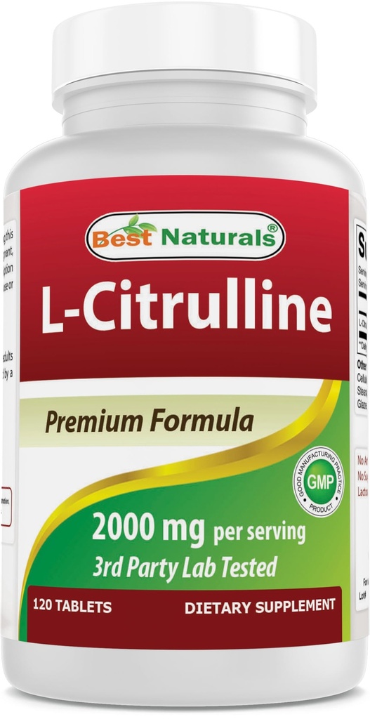Mejores Naturales L-Citrulline 2000mg/Serving - No GMO - Gluten Gratis - 120 Tabletas (120 Cuenta (Pack of 1))