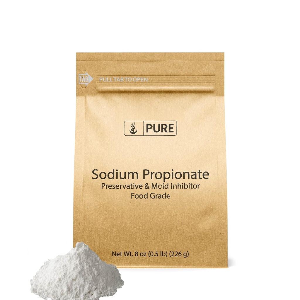 PURE ORIGINAL INGREDIENTES Propionate de sodio (8 oz) Preservador " Mold Inhibitor, Grado de alimentos, Aditivo de alimentos