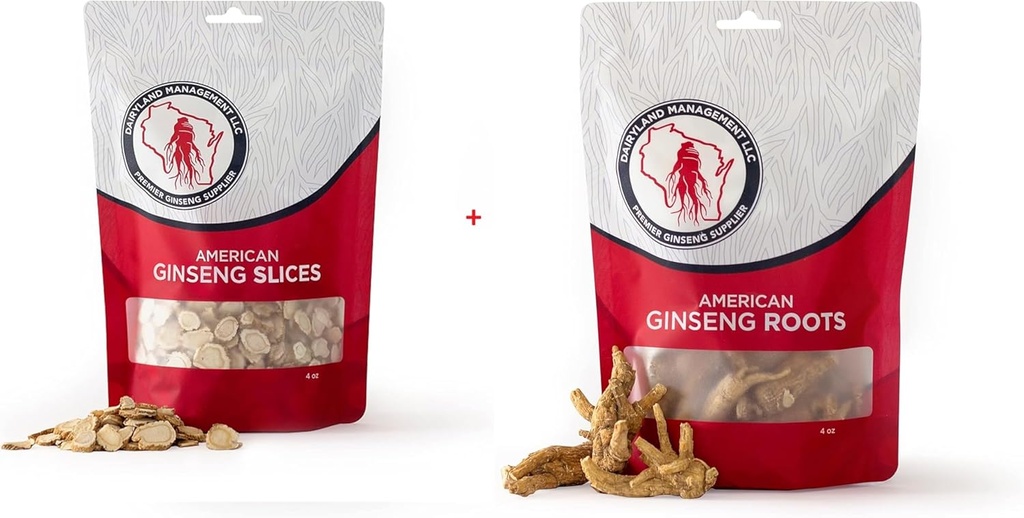 Dairyland American Ginseng Slices y Roots - 4 oz Pack Cada de Wisconsin Ginseng – Directo de Farmer a Consumer