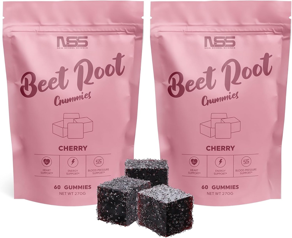 Gotas de remolacha con sabor a cereza, cerezas de remolacha con extracto de semilla de uva añadido - Color natural &amp; sabor - Cerdos de escarabajo para entrenamiento, salud y bienestar Gummies (120ct)