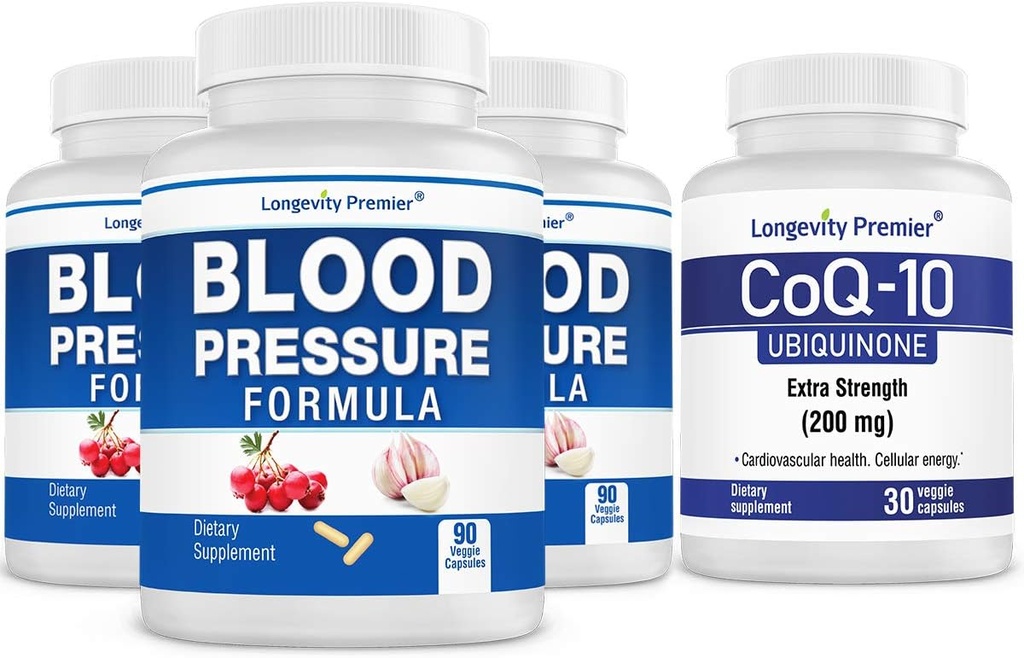 [BP Value Pack] Longevity Blood Pressure Fórmula 90 caps x 3 Botellas con 1 Botella de CoQ10 [30 caps]