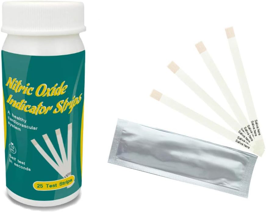 Nitric Oxide Test Strips [25 pistas]- Nitric Oxide Indicator Strips Work by Measuring Los nitritos en su boca para indicar la cantidad de óxido nítrico en su cuerpo, obtener resultados en sólo 10-15 segundos ...
