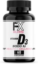 FXSUPPS Vitamina D3 5000 UI (1 Pack, 60 Easy to Swallow Softgels) ← Salud y Bienestar Suplemento dietético para hombres y mujeres ← Cholecalciferol, Best for Bone, Heart Health, Immune System, Lung Function