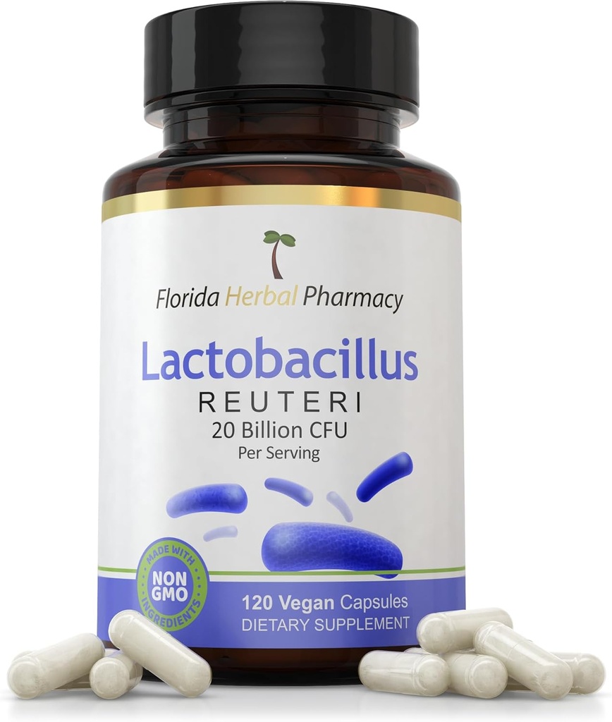 Florida Herbal Farmacia, Lactobacillus Reuteri (Probiótico) Suplemento cápsulas, 20 millones CFU