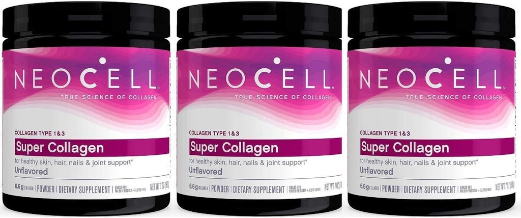 Neocell Super Powder Collagen, Tipo 1 y 3, 7 onzas (Pack of 3)