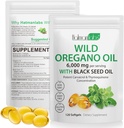 Oil of Oregano Capsules - Ingredientes Aceite de Oregano Softgels - 2 en 1 6000mg Aceite de orégano con aceite de semilla negra 200mg - Carvacrol alto & Thymoquinone para soporte de inmuno