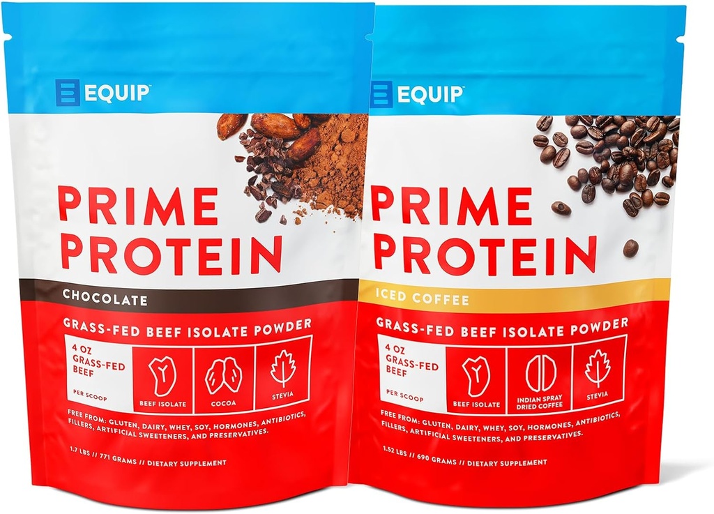 Equip Foods Prime Protein Powder Chocolate & Prime Protein Powder Café helado