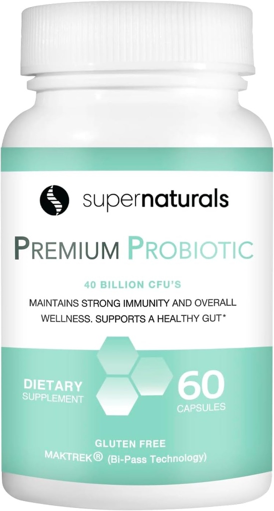 Probióticos Premium, 40 Billiones CFU Probióticos para la Salud Digestiva, Hecho con MAKTrek Bipass Technology, Mujeres y Hombres Probióticos para Gut Health, 60 cápsulas probióticas