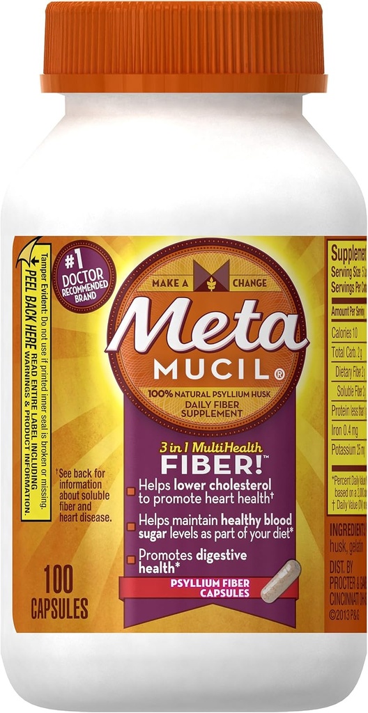 Metamucil Multi-Health Fiber Capsules por Meta 100 cápsula botella (OLD)