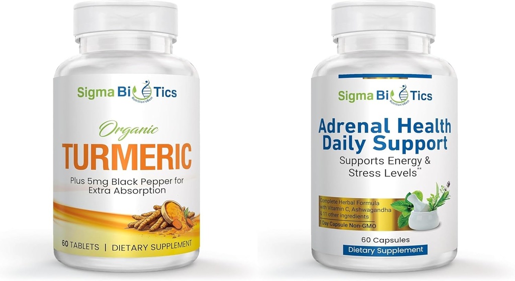 Organic Turmeric Supplement - Joint & Immune Health Support Supplements & Adrenal Health Daily Support
