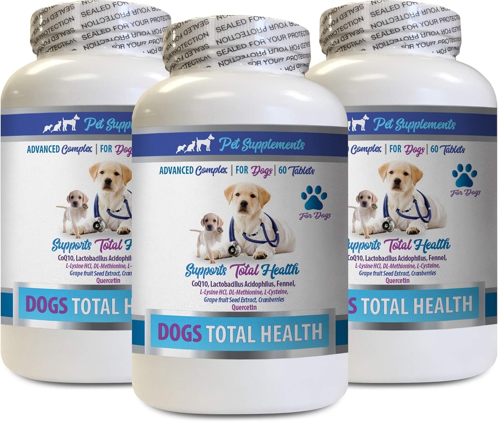 Perros Inmunitarios - Perros Total Control de Salud - Soporte Inmunitario - Peluquerías Piel uñas Oral Eye Health Fórmula - Perro Calcio Suplemento - 3 Botellas (180 Treats)