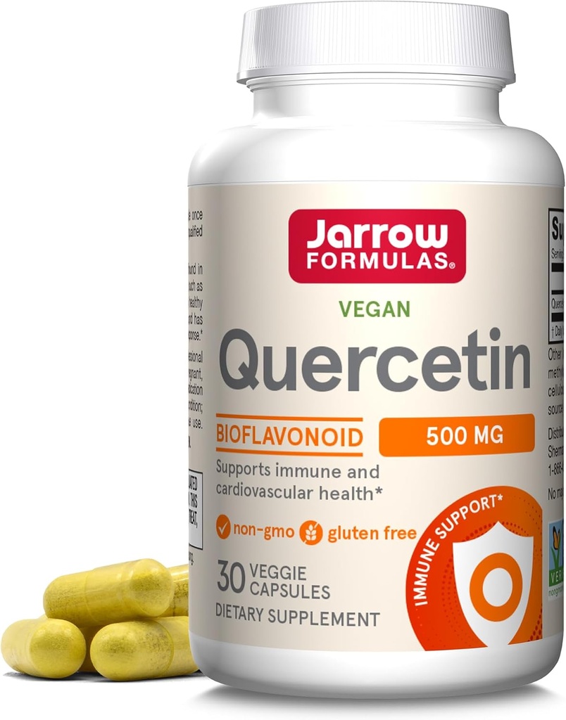 Jarrow Formulas Quercetin Supplements - 500 mg, Antioxidant Support for Cardiovascular and Immune Health, Supplement with 30 Veggie Capsules