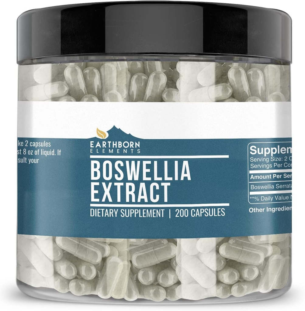Elementos terrestres Boswellia Serrata Extracto 200 Capsules, Puro " Undiluido, No Aditivos