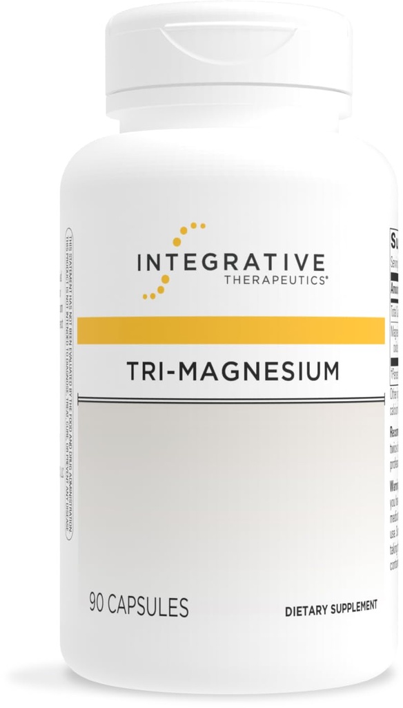 Terapéutica Integrativa Tri-Magnesium - Apoya Metabolismo de Energía Celular* - Suplemento de Magnesio para el Corazón &amp; Nerve Health Support* - Libre de lácteos - 90 cápsulas (90 servidos)