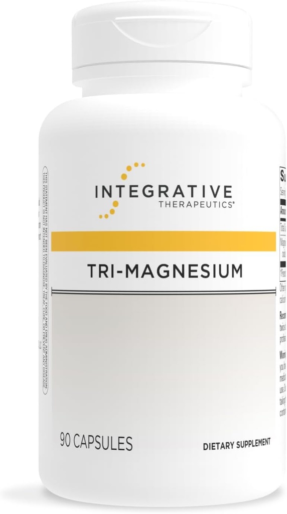 Terapéutica Integrativa Tri-Magnesium - Apoya Metabolismo de Energía Celular* - Suplemento de Magnesio para el Corazón &amp; Nerve Health Support* - Libre de lácteos - 90 cápsulas (90 servidos)
