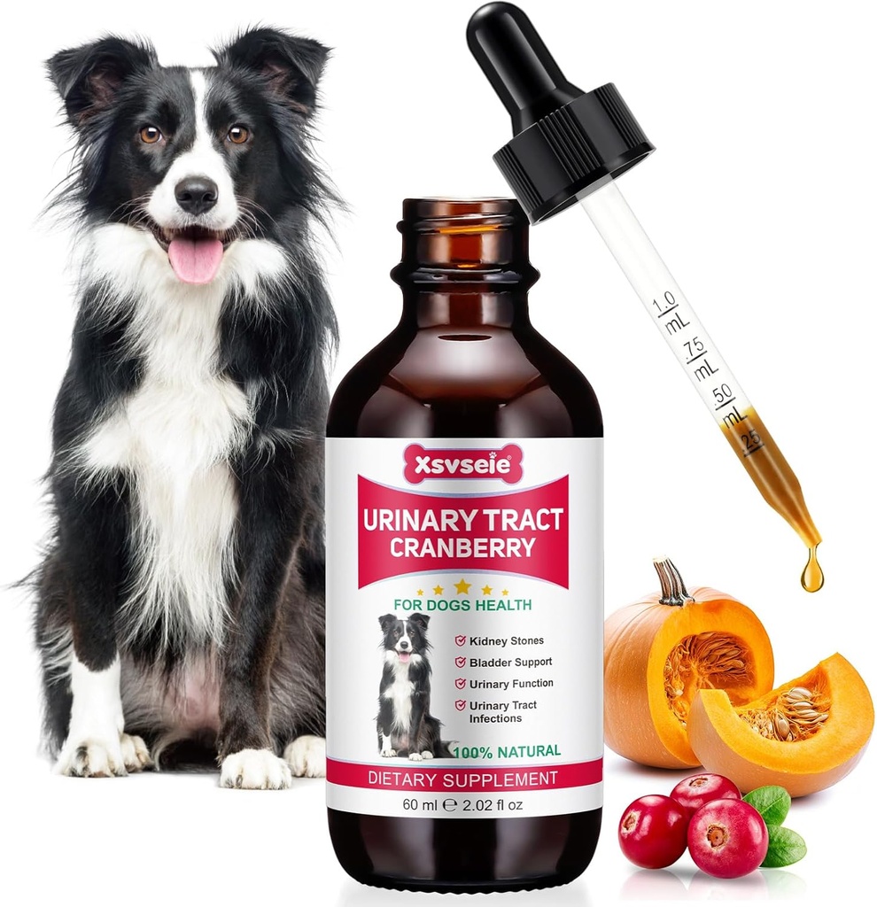 Tratamiento UTI de perros, Xsvseie gotas de tracto urinario para perros Tratamiento de la infección urinaria natural gotas Suplemento herbal natural con la salud de la vejiga de arándano para perros