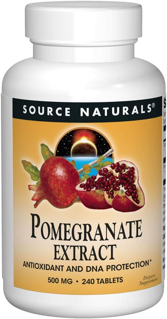 Fuente Naturales Extracto Pomegranado, Antioxidante y ADN Salud*, 500 mg viv Vegetariano Amistoso Extracto de Frutas Pomegranadas Rendimiento 400 mg Ácido Ellagico & Fibra Dietaria - 240 Tabletas