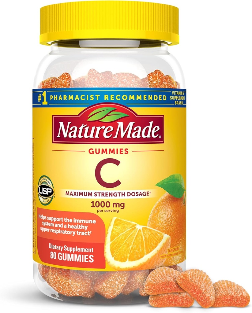 Vitamina C 1000mg por ser, Immune Support Vitamina C Gummies para adultos, 80 Gummies de vitamina C, 20 Day Supply