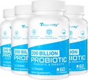 200 Billion Cfus 12 Strains Probiótico, con 3 Prebióticos Orgánicos, Probióticos para Mujeres Hombres, Suplemento diario para Immune, Gut, Salud Digestiva, Establo Stable, No GMO, 240 Caps (240-Days Supply)