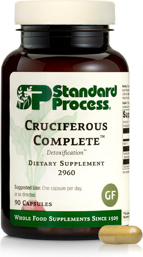 Standard Process Cruciferous Complete - Whole Food Antioxidant, Detox and Liver Support with Vitamin K, Organic Kale and Brussel Sprouts - 90 Capsules