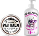 LEGITPET Dog Paw Balm Wax Soother &amp; Moisturizer Cream with Natural Food-Grade Coconut Oil, Organic Shea Butter & Beeswax 2 oz y Wild Alaskan Salmón Oil for Dogs and Cats 8 oz Bundle