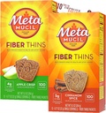 Metamucil Fiber Thins Fiber Suplemento con Bleam Digestive Health Support Tip Card Psyllium Fiber Bares - 12CT Apple Crisp & 12CT Cinnamon Spice - Set