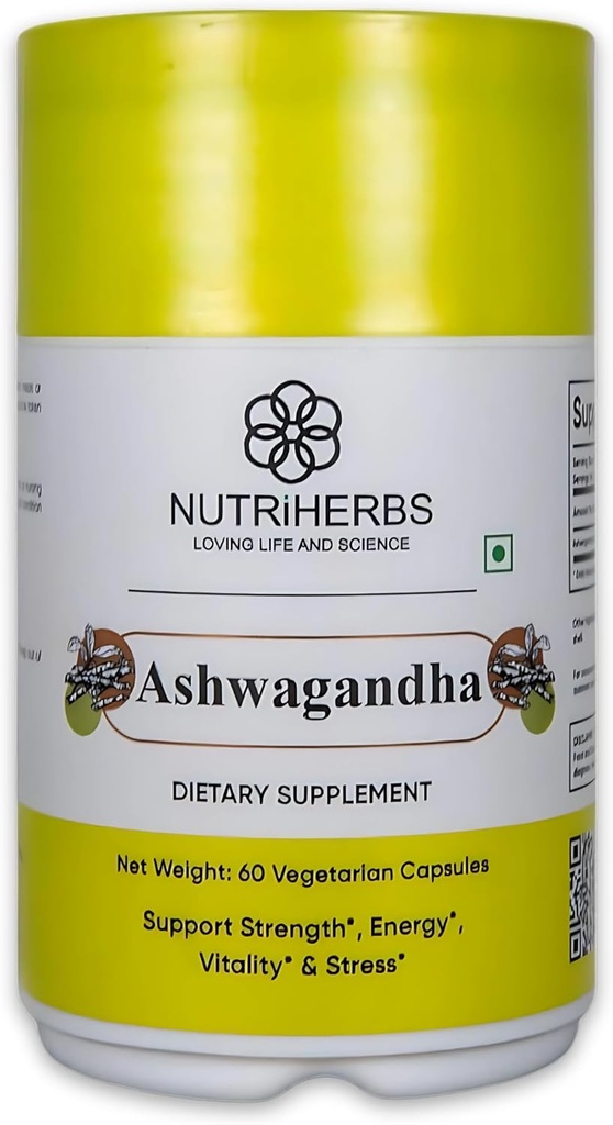 Nutriherbs Ashwagandha Extract Capsules (60 Capsules Pack de 1)