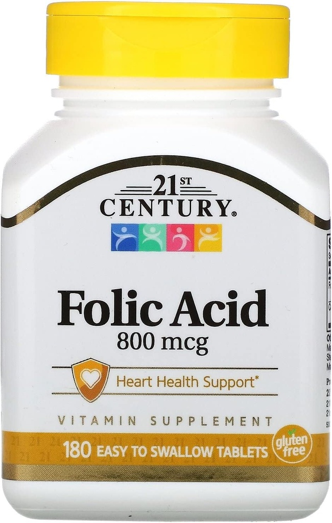21st Century, Folic Acid 800mcg 180 Tablets
