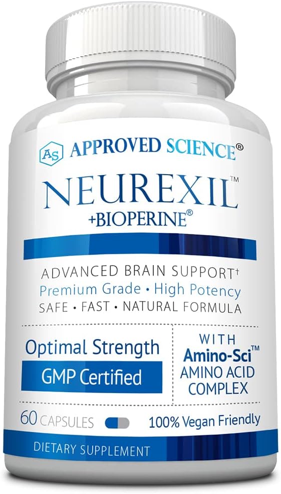 Neurexil de Ciencia Aprobada - Soporte Nootrópico Natural con DMAE - Mejorar la función cerebral, Sharpen Clarity, Boost Memory - L-Tyrosine, Ginkgo Biloba, Huperzine A, BioPerine - 60 cápsulas